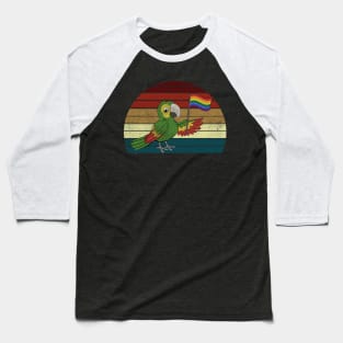 Vintage Gay Pride Flag Parrot T-Shirt For LGBT Pride Baseball T-Shirt